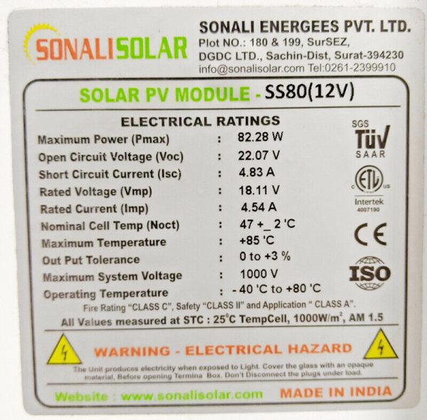 Sonali 80W Solar Panel 2