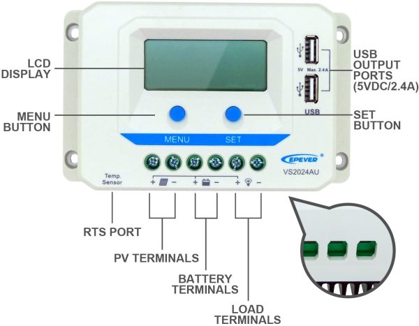 EPEVER Solar PWM Charge Controller 12/24V 20 Amp $67 2
