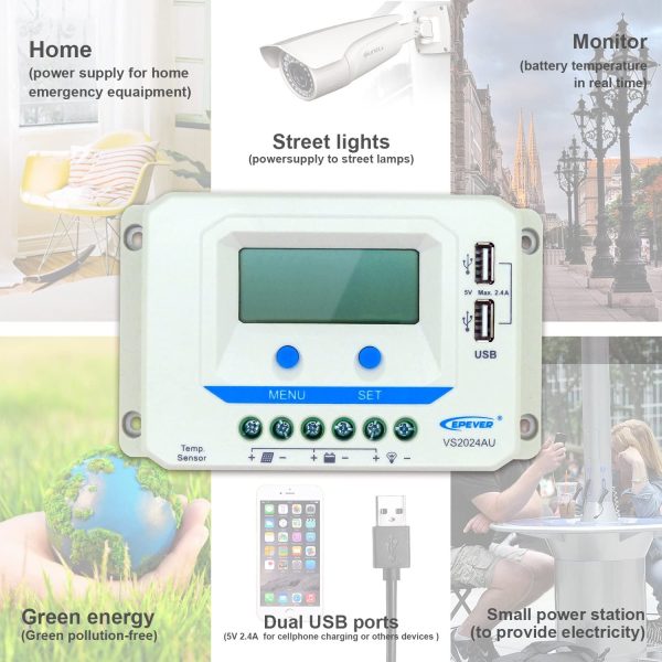 EPEVER Solar PWM Charge Controller 12/24V 20 Amp $67 4