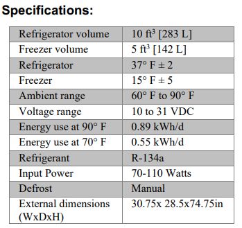 SunDanzer DCRF450 - 15 CU. FT. Refrigerator with top freezer $2340 3