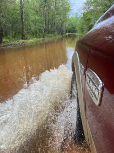 Flooded river road