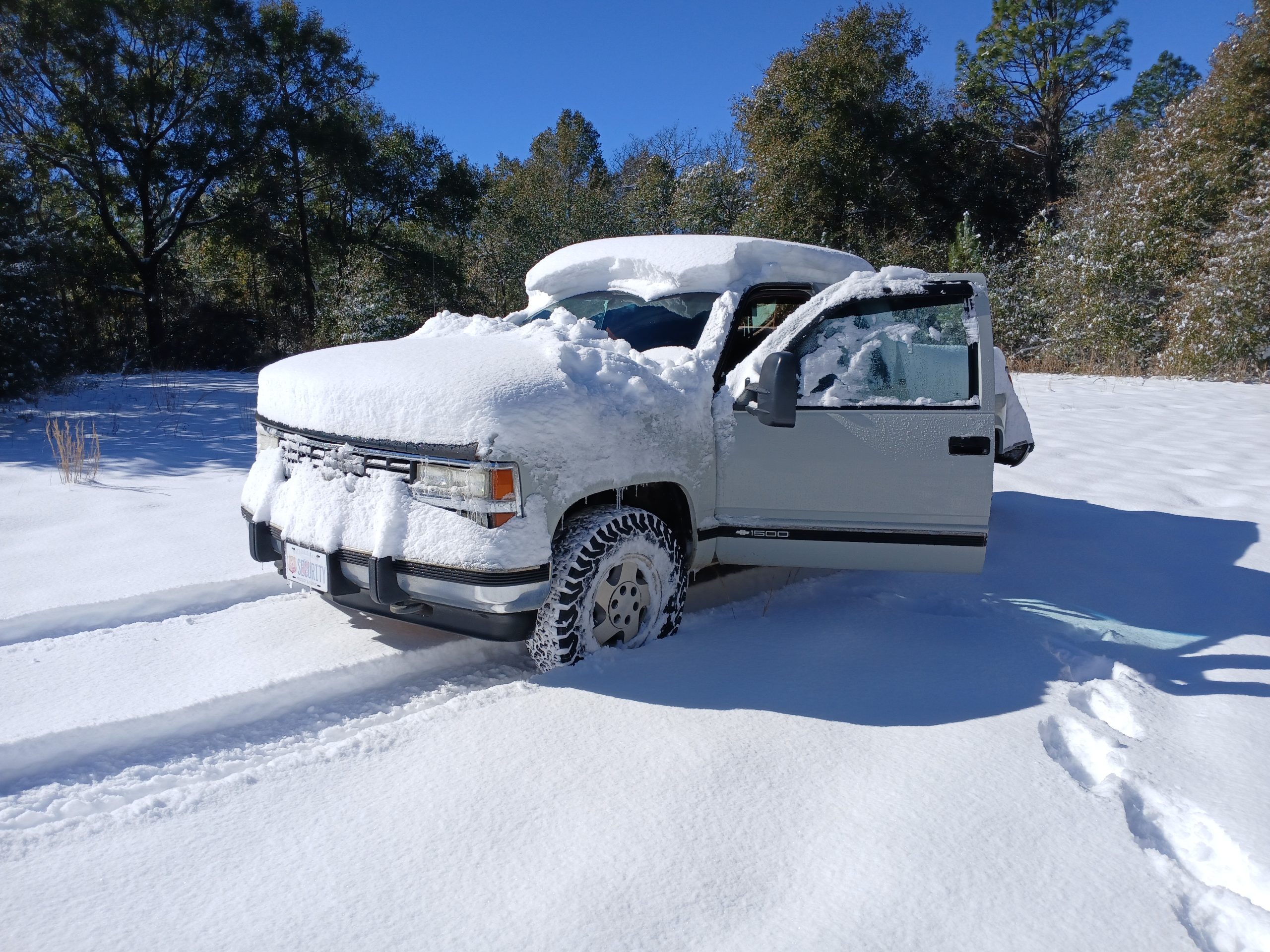 Snow covered truck